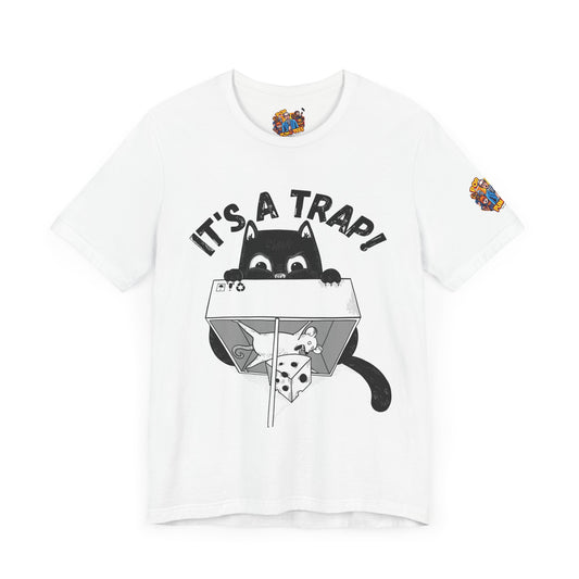Funny Cat Trap Unisex Jersey Tee - Playful Graphic T-Shirt for Cat Lovers