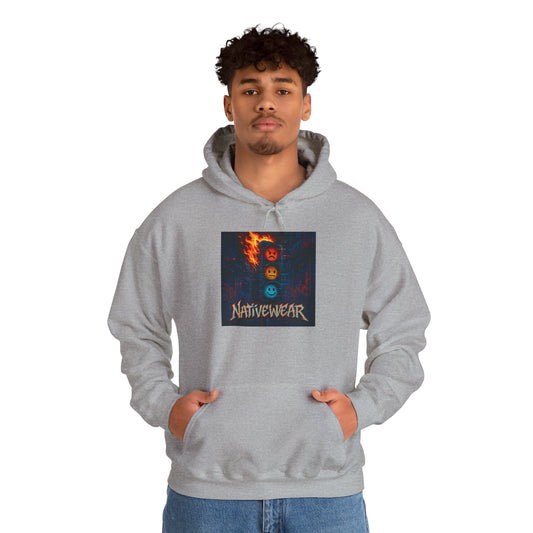 Nativewear Hoodie with Fire Design, Unisex Sweatshirt for Outdoor Adventures, Casual Wear, Gifts for Nature Lovers, Cozy Layering